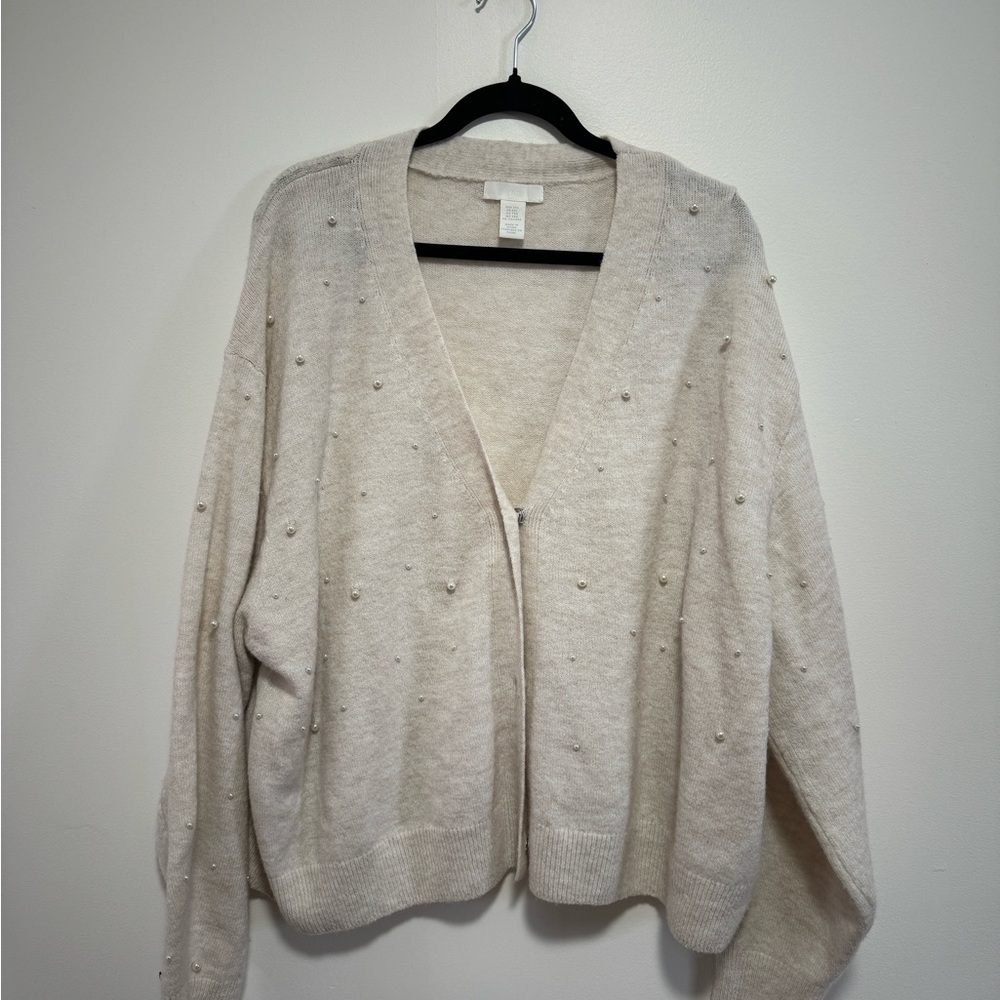 H&M Cream Cardigan with Pearls
